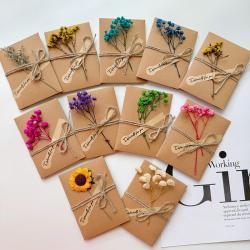 Starry Sky Dried Flower Handwritten Thank You Greeting Card