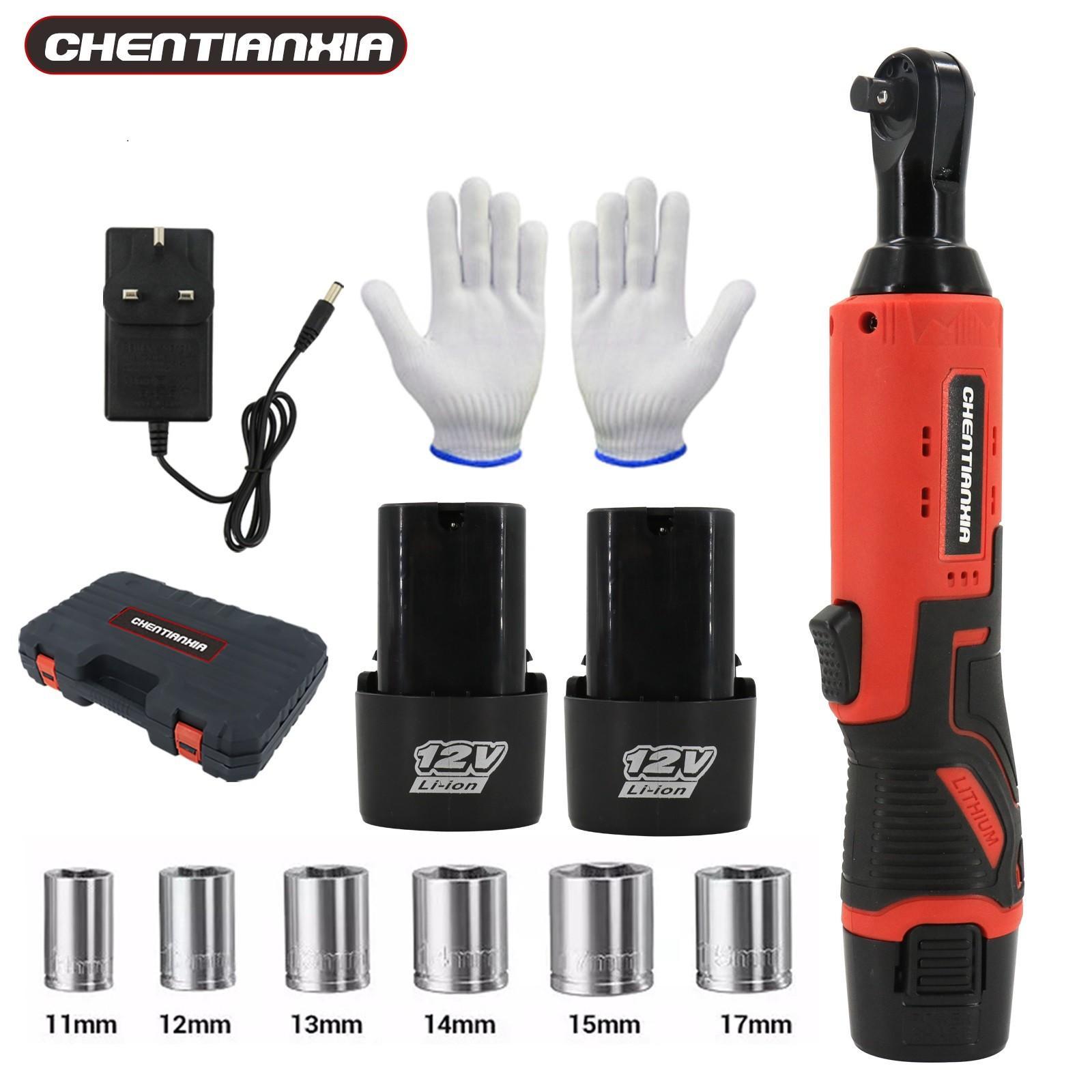 2 Batteries Cordless Right Ratchet 3 8 90 100Nm Electric Power Ratchet Wrench