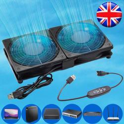 120mm Dual Cooling Fan Portable Cooler Silent DC 5V USB Computer Desktop PC Case