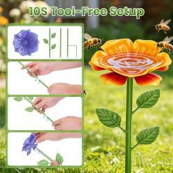 6Pack Metal Bee Watering Stations, Anti-Drowning Bee Butterfly Feeders Pollinator Stakes With Artificial Flowers For Outdoor Garden Courtyard Decor