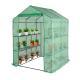 143x143x195cm Black Iron Pipe Steeple With 8 Pieces Grid Flower Stand With Zipper Rolling Door PE Cloth Greenhouse    SAME AS 54690859