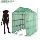 143x143x195cm Black Iron Pipe Steeple With 8 Pieces Grid Flower Stand With Zipper Rolling Door PE Cloth Greenhouse    SAME AS 54690859