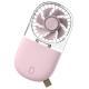 Portable Handheld Fan Mini Desk Foldable Necklace USB Rechargeable Personal Fan Transparent Pink