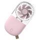 Portable Handheld Fan Mini Desk Foldable Necklace USB Rechargeable Personal Fan Transparent Pink