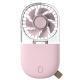Portable Handheld Fan Mini Desk Foldable Necklace USB Rechargeable Personal Fan Transparent Pink