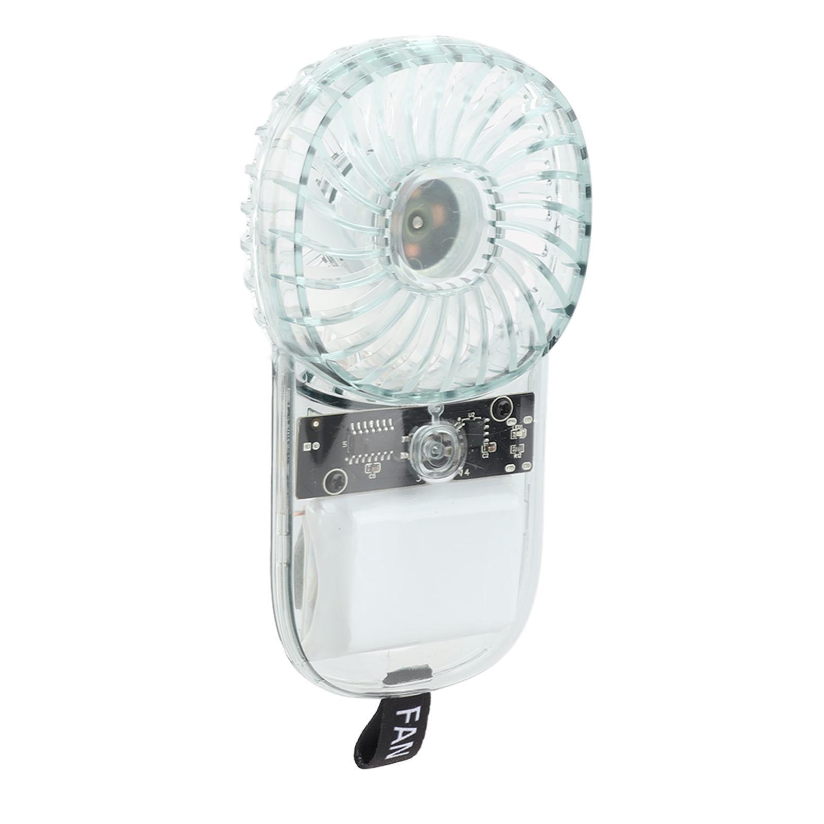 Portable Fan Transparent Foldable 1200mAh Battery USB Rechargeable Neck Hanging Fan For Walking Camping Travel Blue