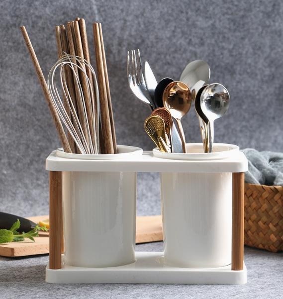 Ceramic chopstick tube-pure white-1 pack-Box - Option1