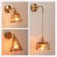 Retro Glass Wall Sconce Japanese-style Brass Bathroom Light