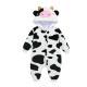 Childrens Baby Cow Fluff Long Leg Hooded Romper