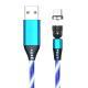 540 Rotate Luminous Magnetic Cable 3A Fast Charging Mobile Phone Charge Cable For LED Micro USB Type C For I Phone Cable