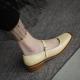 Thick-heeled Womens Singles Shoes With Mid-heel Comfortable Square Toe French Retro Flat-heeled Small Leather Shoes