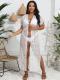 Sexy Sheer Lace Waist-Cinching Tie-Back Beach Bikini Cover-Up For Women