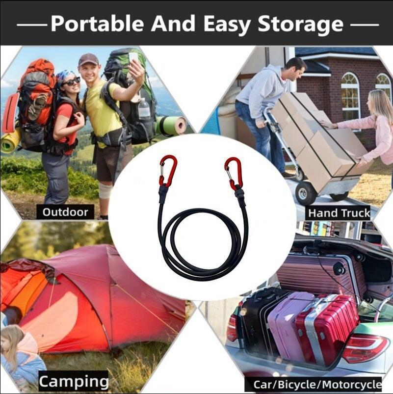 Elastic Bungee Cord Carabiner Hook For Cycling  8mm Latex Luggage Packing Rope Accessory