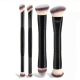 Double-headed makeup brush-black handle-three-color hair-4 pieces - Option1