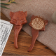 Carved Fox Airbag Comb-Long Handle Model-Wood Color-Red Sandalwood-1 piece - Option1