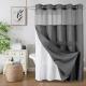 Solid-color Waffle-patterned Double-layer Large-loop-lined Shower Curtain