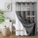Solid-color Waffle-patterned Double-layer Large-loop-lined Shower Curtain