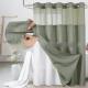 Solid-color Waffle-patterned Double-layer Large-loop-lined Shower Curtain