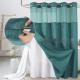 Solid-color Waffle-patterned Double-layer Large-loop-lined Shower Curtain