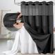 Solid-color Waffle-patterned Double-layer Large-loop-lined Shower Curtain