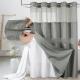 Solid-color Waffle-patterned Double-layer Large-loop-lined Shower Curtain