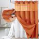 Solid-color Waffle-patterned Double-layer Large-loop-lined Shower Curtain