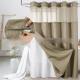 Solid-color Waffle-patterned Double-layer Large-loop-lined Shower Curtain