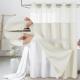 Solid-color Waffle-patterned Double-layer Large-loop-lined Shower Curtain