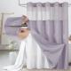 Solid-color Waffle-patterned Double-layer Large-loop-lined Shower Curtain