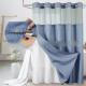 Solid-color Waffle-patterned Double-layer Large-loop-lined Shower Curtain
