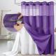 Solid-color Waffle-patterned Double-layer Large-loop-lined Shower Curtain