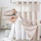 Solid-color Waffle-patterned Double-layer Large-loop-lined Shower Curtain