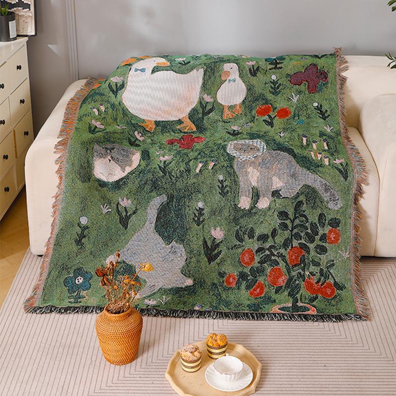 Ancient-style Artistic Tapestry Sofa Blanket Knitted Throw Blanket