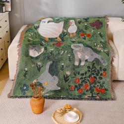 Ancient-style Artistic Tapestry Sofa Blanket Knitted Throw Blanket