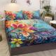Bedding Fitted Sheet With Deep Pocket Mattress Cover Sheets,Colorful Flowers Printed Fabric Bed Sheets