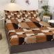 3PCS Bed Fitted Sheet Set, Simulated Stitched Leather Printed Fitted Sheet, Brown,1 Fitted Sheet, 2 Pillow Cases