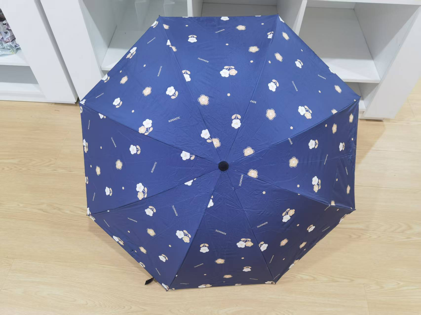 Three-fold sunny umbrella-twin flowers-dark blue-1 - Option1