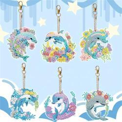 DIY Diamond Painting Keychain - Dolphin Pattern, DIY Decorations, Diamond Kit Craft Supplies, Handmade Mosaic Painting Keychain DIY Set Suitable For Beginners, Creative Handmade Craft Gift Set