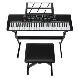 Do Not Sell On Amazon GEP-110 61 Key Keyboard With Piano Stand, Piano Bench, Built In Speakers, Headphone, Microphone, Music Rest, LED Screen, 3 Teaching Modes For Beginners