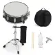 14 X 5.5in Snare Drum Set With Drumstick Holder, Snare Drum Bag, Strap, Mute Pad & Drum Stick For Beginner Student Black