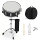 14 X 5.5in Snare Drum Set With Drumstick Holder, Snare Drum Bag, Strap, Mute Pad & Drum Stick For Beginner Student Black