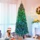  7ft Artificial Christmas Tree with Colorful DIY Synchronized Lights, Remote, Hinged Slim Fir with Daily Timer