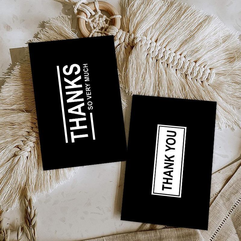 Gift Packaging 50 SheetsPack Simple Black Thank You Cards