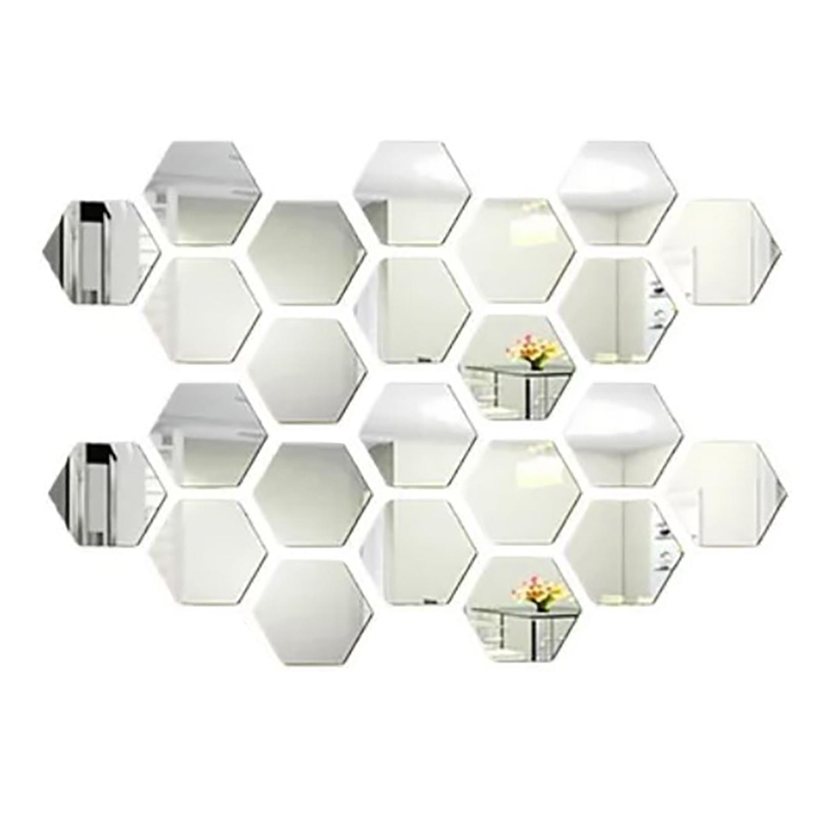 24PCS Hexagon Mirror Wall Stickers Acrylic Sticker Decoration For Home Living Room Bedroom Decor