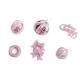 6Pcs Xmas Tree Decoration Sequin Plush Bow Ball Donut Letter Sign Tree Decor Set Pink Color