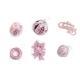6Pcs Xmas Tree Decoration Sequin Plush Bow Ball Donut Letter Sign Tree Decor Set Pink Color