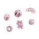 6Pcs Xmas Tree Decoration Sequin Plush Bow Ball Donut Letter Sign Tree Decor Set Pink Color
