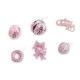 6Pcs Xmas Tree Decoration Sequin Plush Bow Ball Donut Letter Sign Tree Decor Set Pink Color