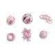 6Pcs Xmas Tree Decoration Sequin Plush Bow Ball Donut Letter Sign Tree Decor Set Pink Color
