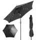9ft Solar LED Patio Umbrella With Push Button Tilt & Crank, 6 Ribs Waterproof Polyester Outdoor Market Table Umbrella For Garden Backyard Pool, Gray